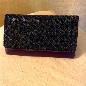 Navy blue beaded clutch or cross-body evening bag